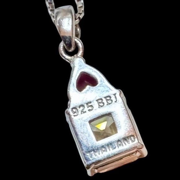 Vintage BBJ Strontium Titanate & Ruby Rhodium Over Sterling Pendant Necklace - Picture 11 of 11